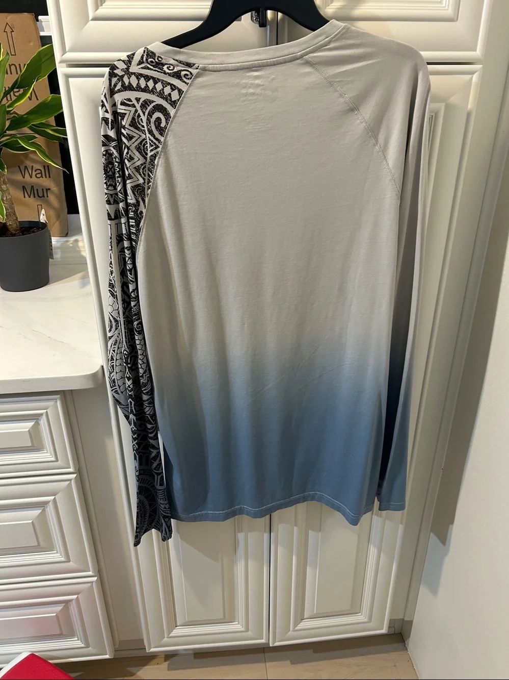 Ombre Long Sleeve Tee in Light Gray and Blue - Picture 2 of 2